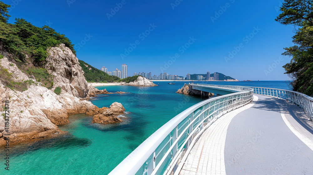 scenic coastal view featuring winding pathway along turquoise water scenic coastal view featuring winding pathway along turquoise water