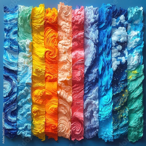 3D Watercolor Environment Concepts, A vibrant array of textured colors showcasing creativity and artistic expression. Perfect for design projects and inspirations.