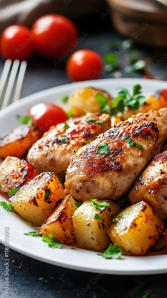 Fried chicken breast with vegetables Fried chicken breast with vegetables