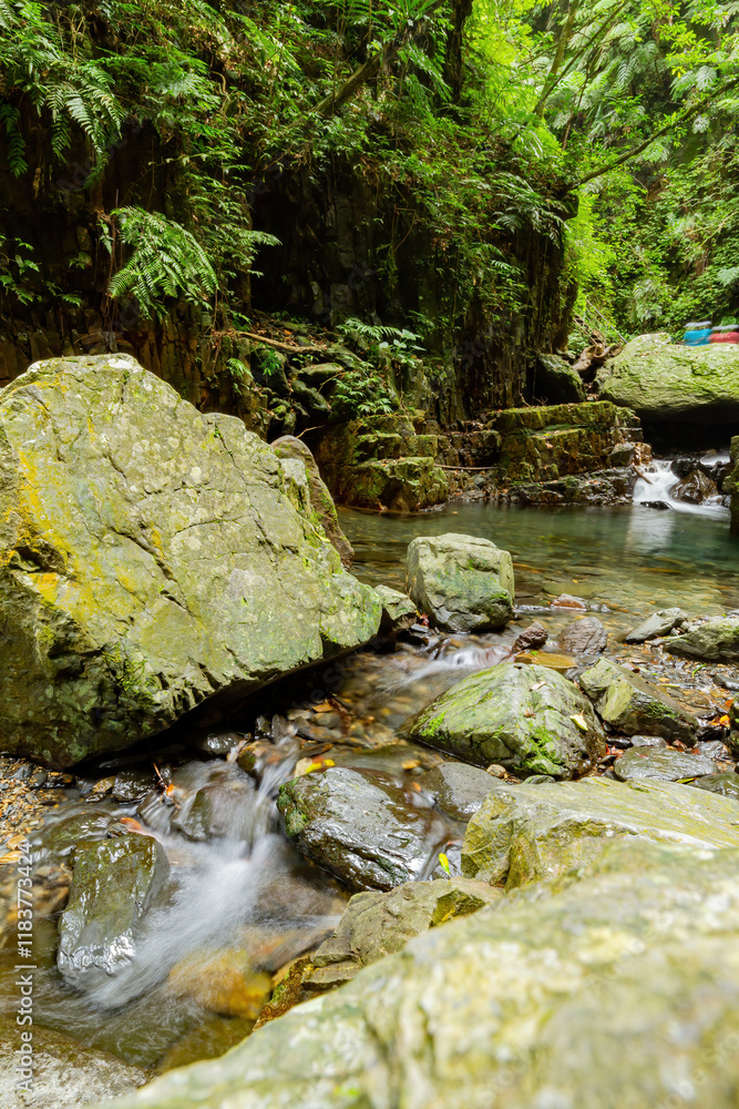 Sunny exterior view of the landscape of Linmei Shipan Trail