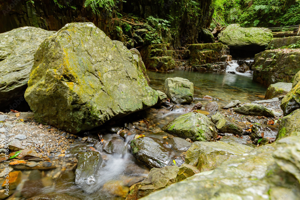 Sunny exterior view of the landscape of Linmei Shipan Trail
