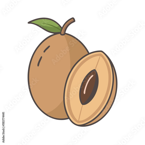 sapodilla vector icon, fruit vector illustration - simple illustration of sapodilla perfect for logos, and fruit-themed designs.