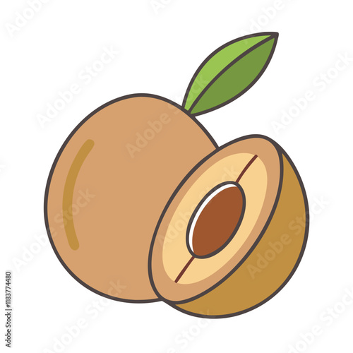 sapodilla vector icon, fruit vector illustration - simple illustration of sapodilla perfect for logos, and fruit-themed designs.