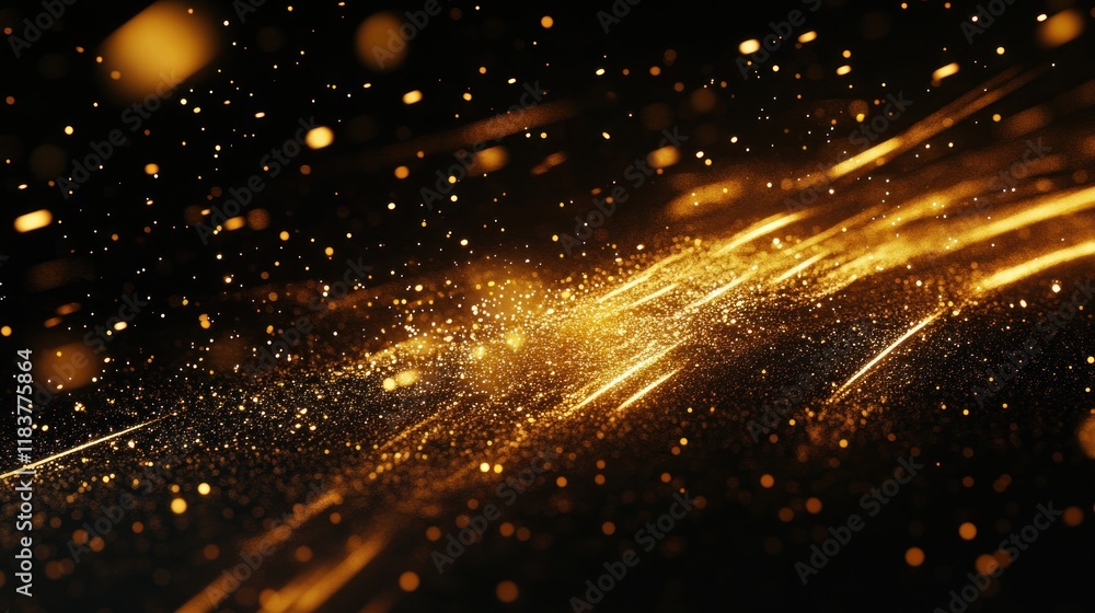 Fototapeta premium Golden Stardust: A Celestial Dance of Light and Sparkle
