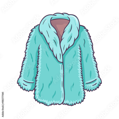 faux fur coat vector icon, clothing vector illustration - simple illustration of faux fur coat perfect for logos, and clothing-themed designs.