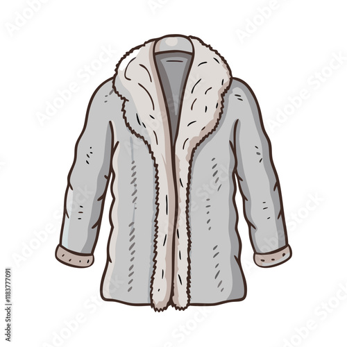 faux fur coat vector icon, clothing vector illustration - simple illustration of faux fur coat perfect for logos, and clothing-themed designs.
