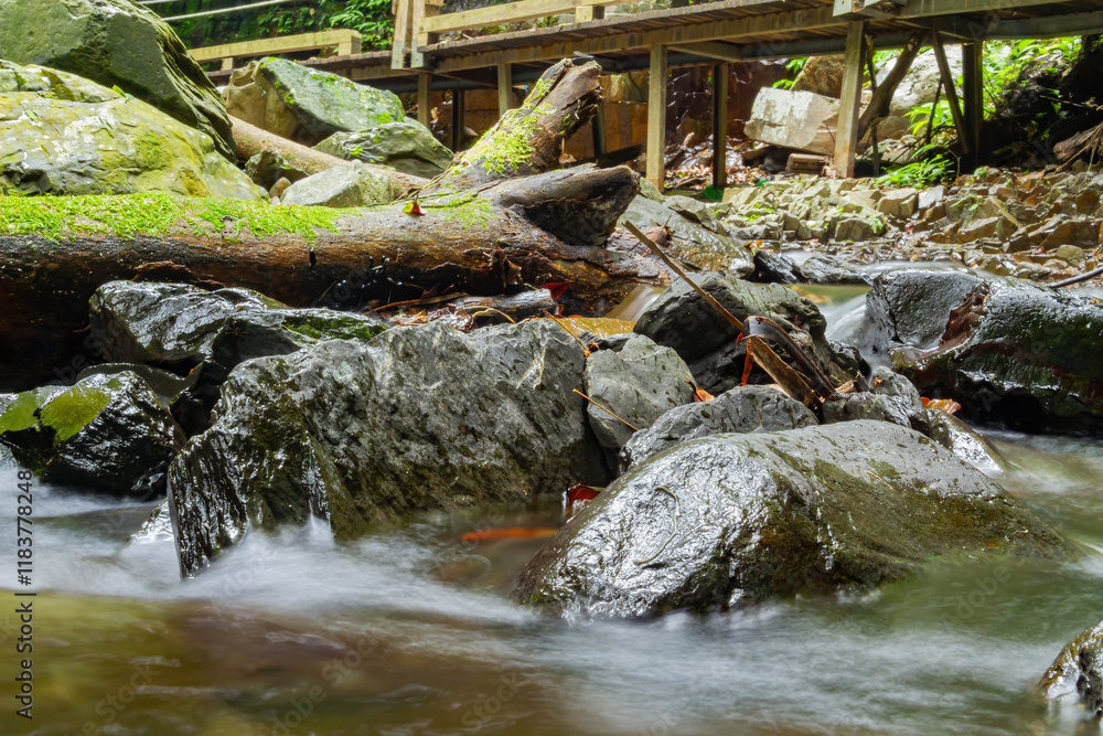 Sunny exterior view of the landscape of Linmei Shipan Trail
