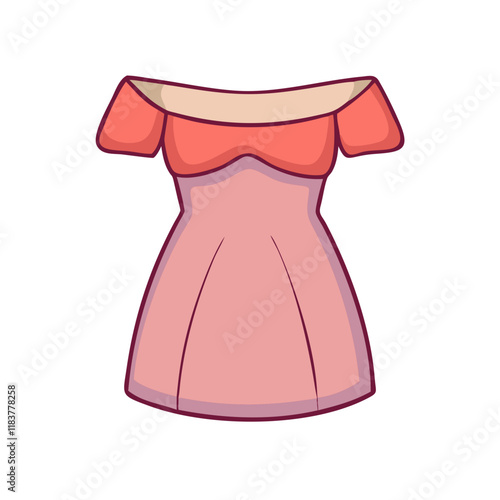 off shoulder dress vector icon, clothing vector illustration - simple illustration of off shoulder dress perfect for logos, and clothing-themed designs.