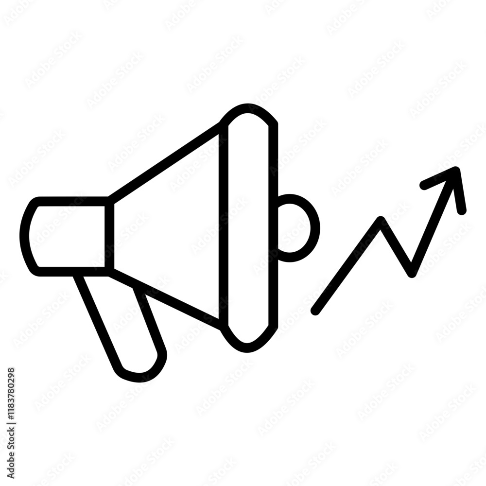 Sleek marketing lineal icon showcasing elements like megaphones, charts, or targets. Ideal for representing branding, campaigns, advertising, and promotional strategies in digital or business designs. Sleek marketing lineal icon showcasing elements like megaphones, charts, or targets. Ideal for representing branding, campaigns, advertising, and promotional strategies in digital or business designs.