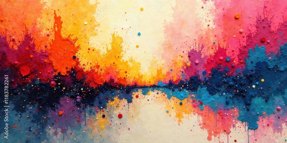 Fototapeta premium Vibrant Hues and Textured Splashes in an Abstract Landscape Painting