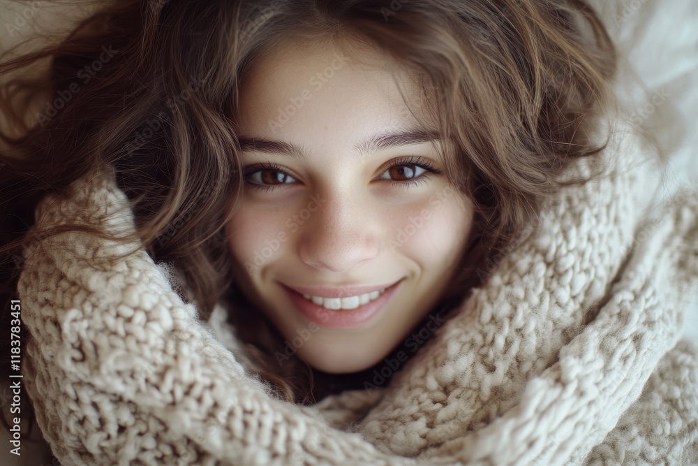 A serene beautiful woman in winter attire enjoys a spa treatment showcasing her radiant skin and long hair A serene beautiful woman in winter attire enjoys a spa treatment showcasing her radiant skin and long hair