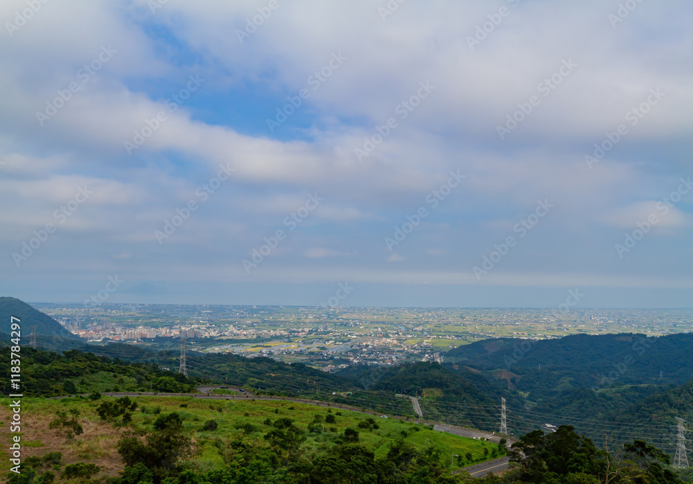 High angle view of the landscape of Yilan Plain