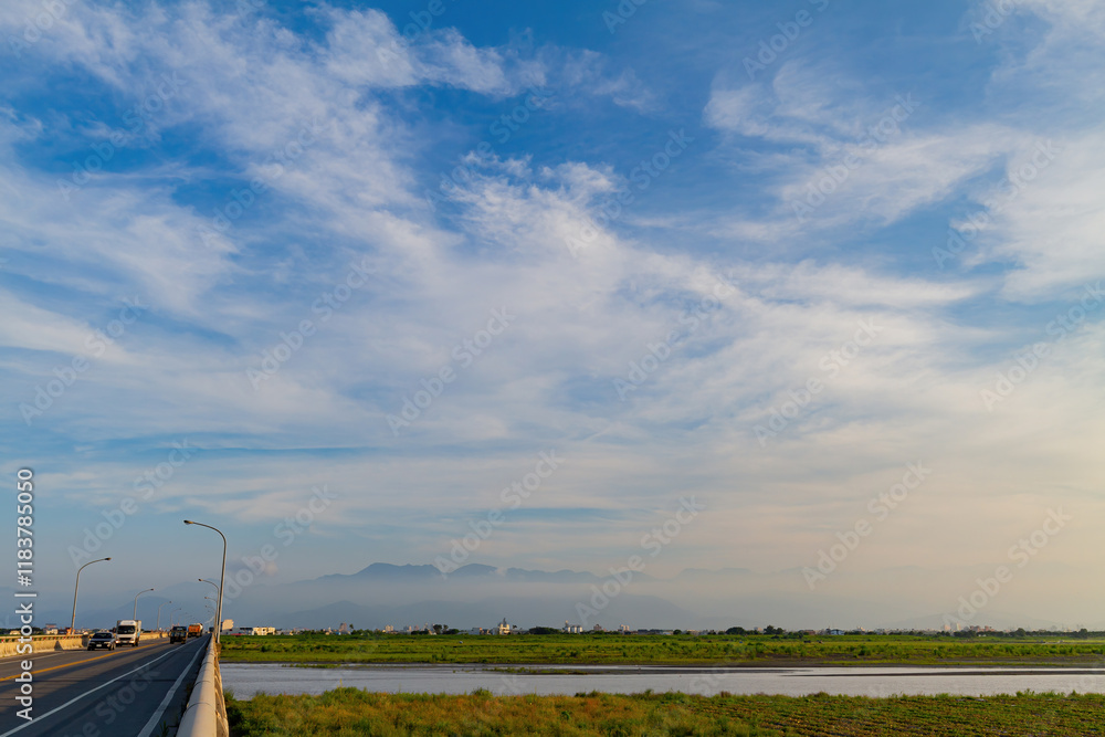 Sunset rural landscape around Yilan County