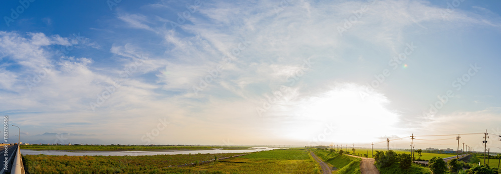 Sunset rural landscape around Yilan County