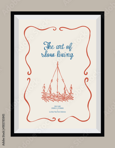 Sketch style La Dolce Vita illustrations with an aesthetic quote in a poster frame.