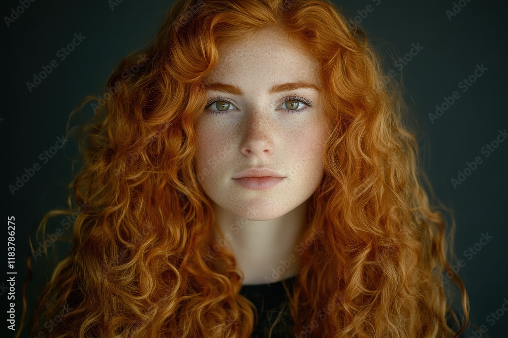 Fototapeta premium Image of a woman with stunning long ginger curls