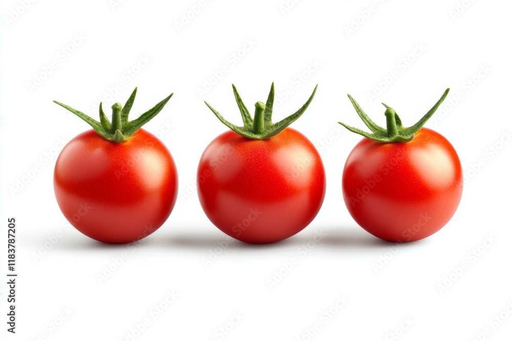 Red Cherry Tomatoes on White Background Red Cherry Tomatoes on White Background