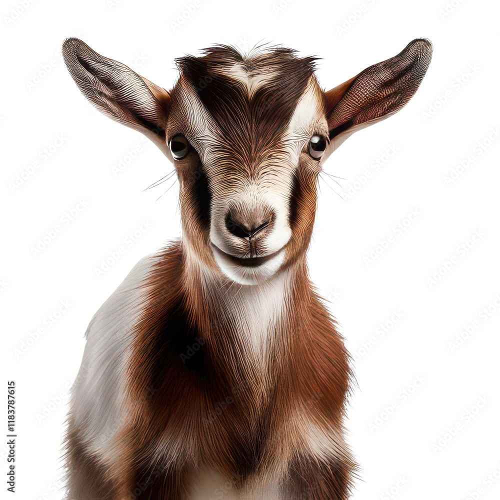 Fototapeta premium Goat with expressive face, white isolated background.