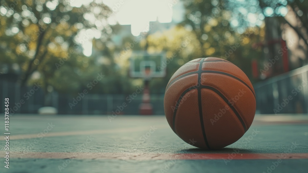 close-up image of a basketball on the court close-up image of a basketball on the court