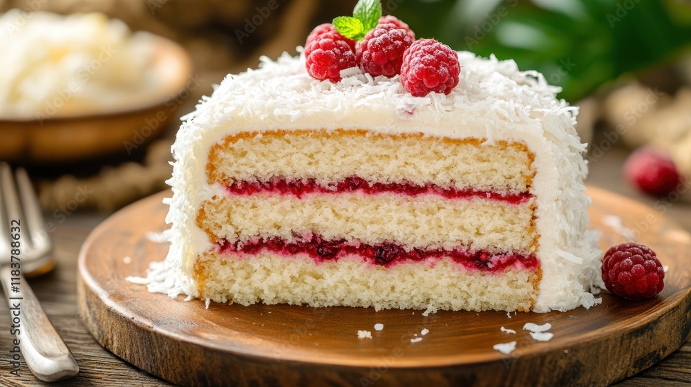 Delicious Coconut Raspberry Cake Slice Delicious Coconut Raspberry Cake Slice
