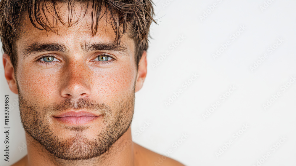 Obraz premium charming man with striking blue eyes and tousled hair