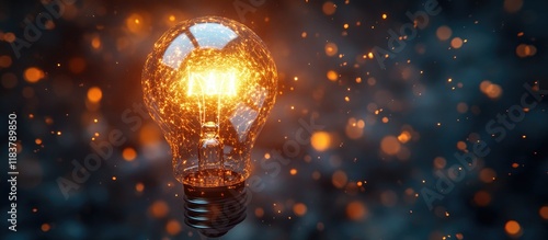 Illuminating Ideas: A Glowing Light Bulb in a Sparkly Universe