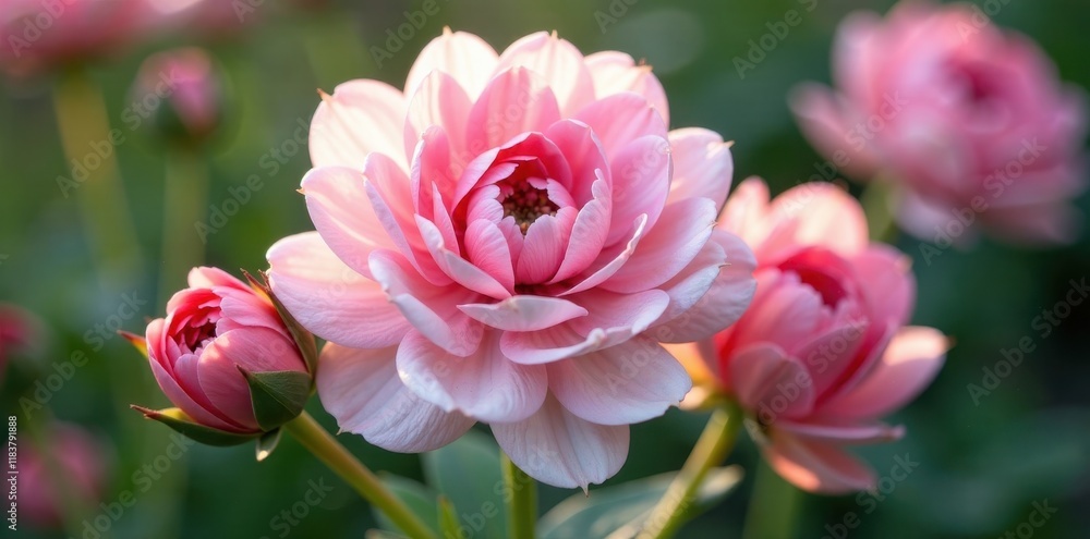 Delicate pink & white ranunculus blooms, close-up , romantic, spring Delicate pink & white ranunculus blooms, close-up , romantic, spring