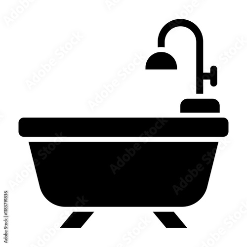 Bath Tub Glyph Icon Design