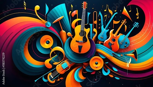 Vibrant Abstract Musical Instrument Composition