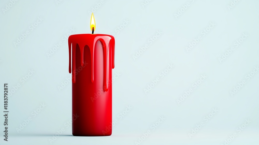 a glowing red candle with soft wax drips, symbol of compassion, realistic 3D render, warm tones, isolated on white background a glowing red candle with soft wax drips, symbol of compassion, realistic 3D render, warm tones, isolated on white background