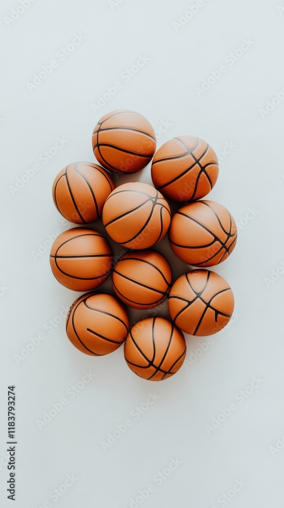 Obraz premium flat-lay image of pile of basketballs