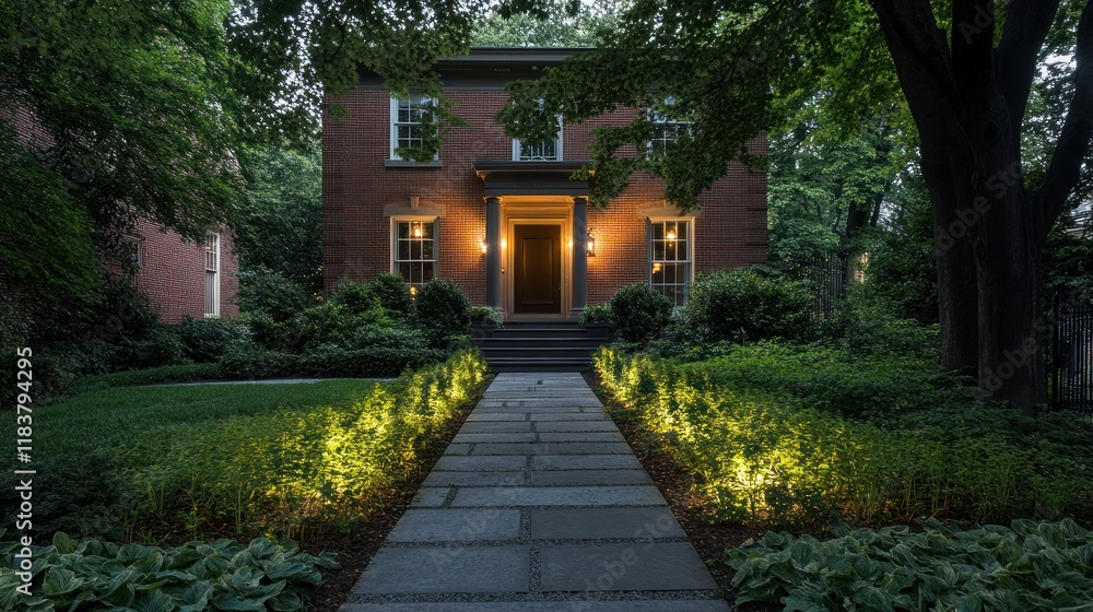 Evening Illumination: Brick House Pathway Evening Illumination: Brick House Pathway