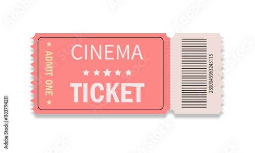 Cinema ticket isolated on white background.	