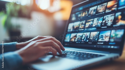 Photo Editing on Laptop: A Man Works on Images