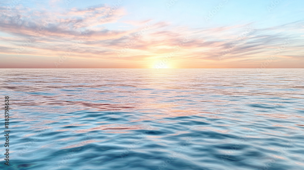 Obraz premium serene ocean view at sunset with vibrant colors reflecting on water