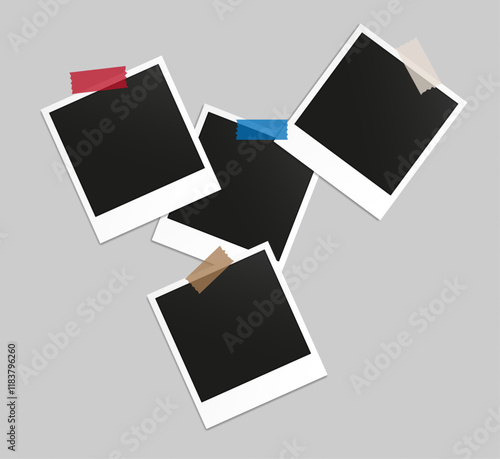  Set of photo frame mockup displayed on a brown background. realistic postcard. Mockup photo frames.