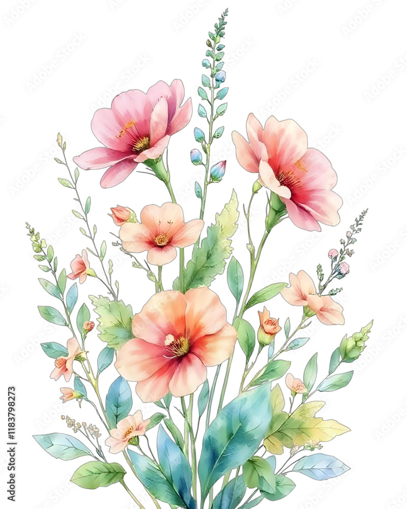 Fototapeta premium Botanical watercolor flower element