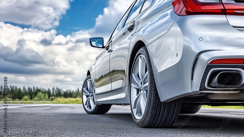 Luxury Sedan on Open Road, a Glimpse of Automotive Elegance Luxury Sedan on Open Road, a Glimpse of Automotive Elegance