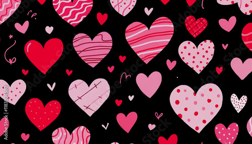 Wallpaper Mural Heart Pattern on Black Background for Valentine's Day Torontodigital.ca