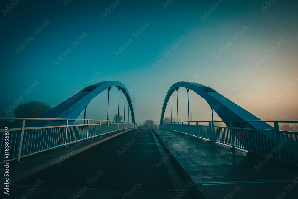 Fototapeta premium Atmospheric Fog in a European City - Emden, Germany