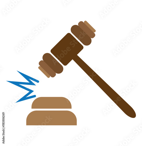 Gavel icon vector illustration. Judge gavel sign and symbol. Law icon. Auction hammer Colorful.