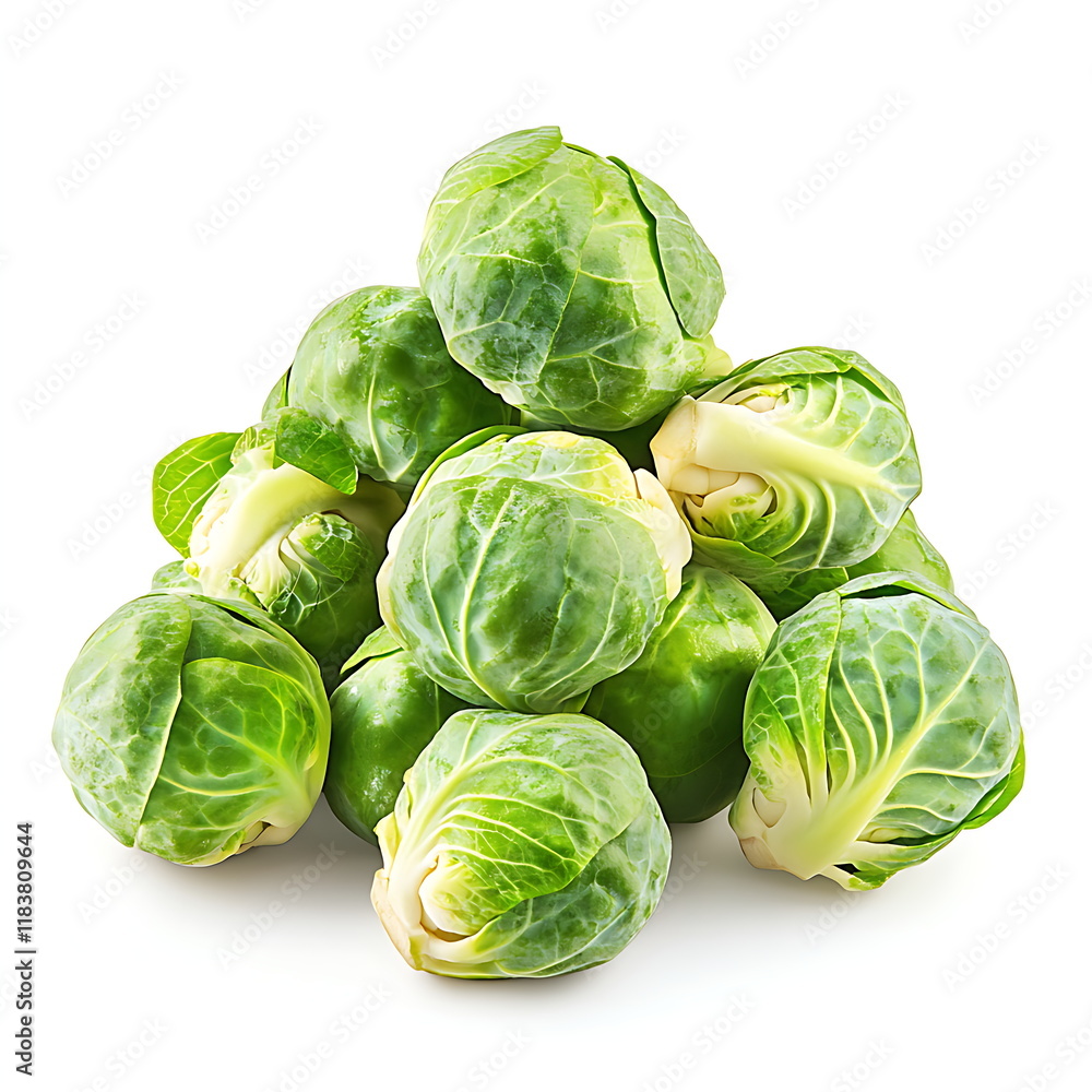 Fototapeta premium Pile of Brussels sprouts isolated on a white background