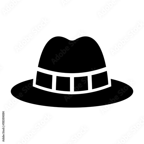 Fedora Hat Glyph Icon Design