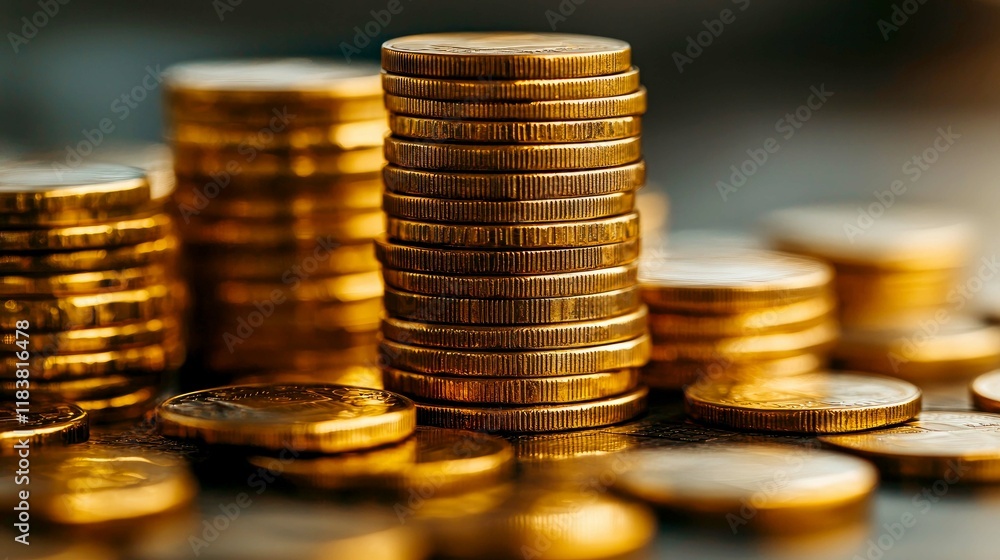 Golden Stacks of Coins: A Symbol of Financial Success and Wealth Accumulation Golden Stacks of Coins: A Symbol of Financial Success and Wealth Accumulation