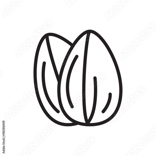 Almond icon Flat vector set outline