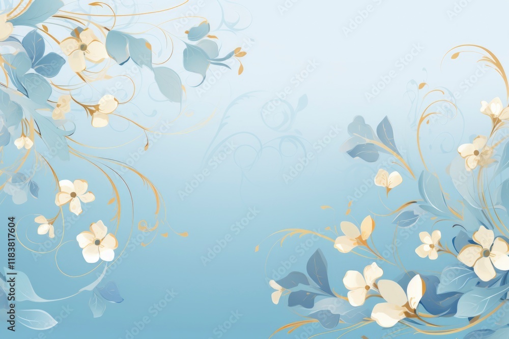 Blue background wallpaper with floral pattern Blue background wallpaper with floral pattern