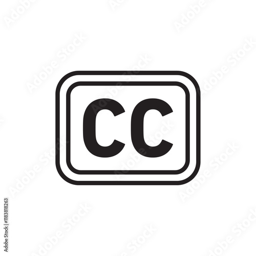 Closed caption icon Flat vector set outline