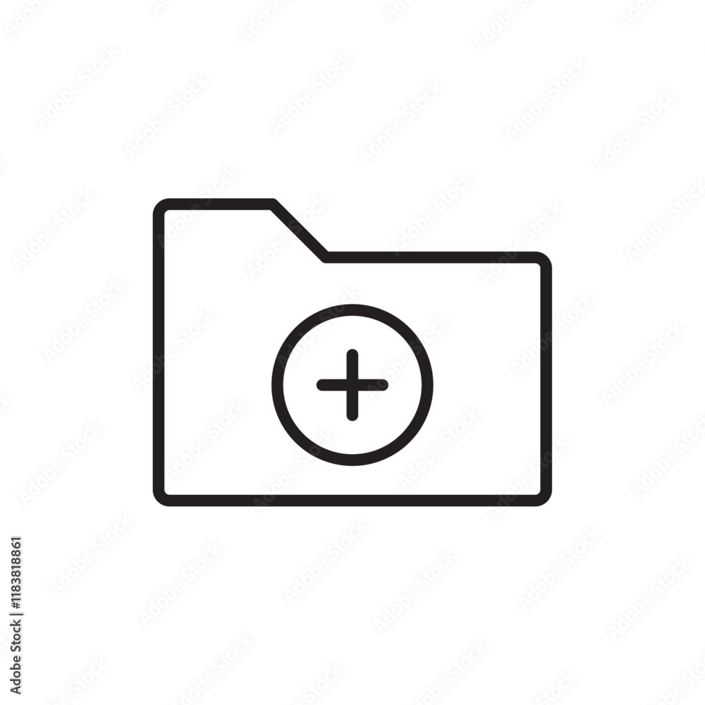 Create folder icon Flat vector set outline Create folder icon Flat vector set outline