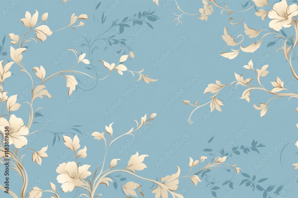 Blue background wallpaper with floral pattern Blue background wallpaper with floral pattern