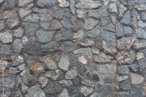 Backdrop - wall made of gray natural shape fieldstones photo